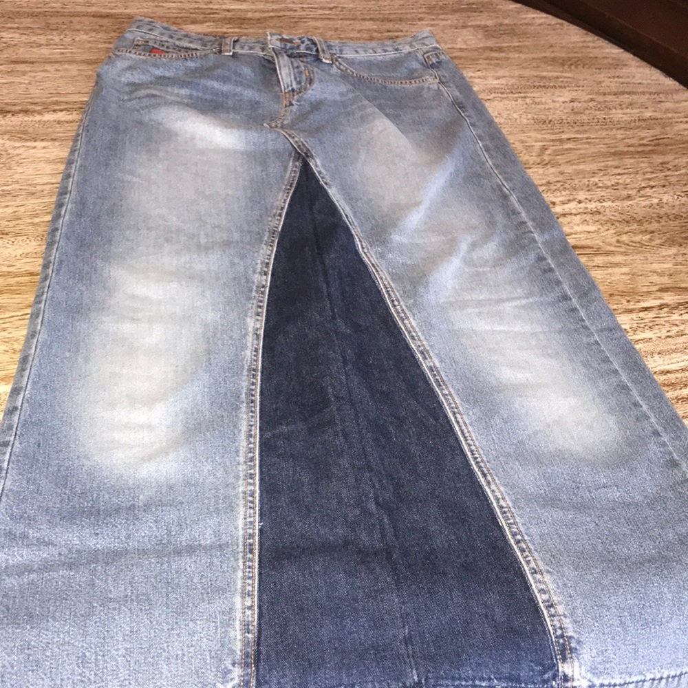 Long denim skirt